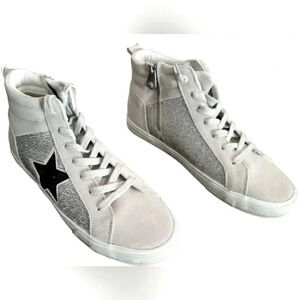 Vintage Havana 11 Women Bling Star Leather Skater High-Top Sneaker New